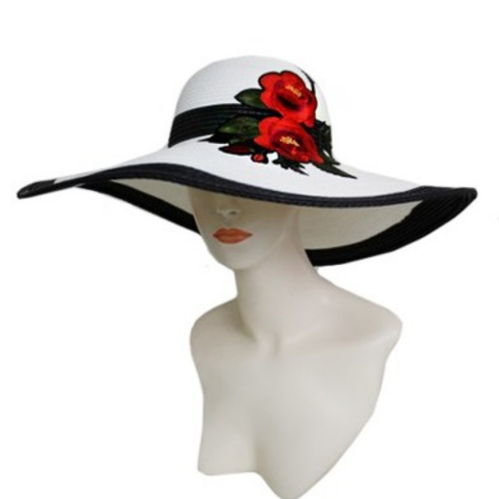 Embroidered Applique Floppy Hat